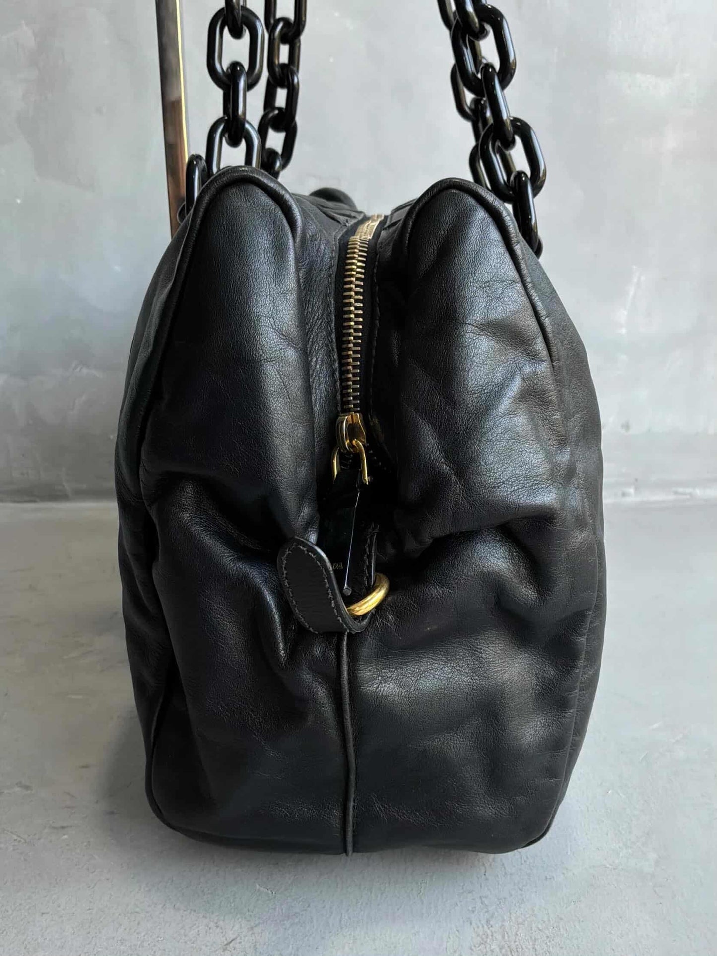 Prada Soft Calfskin Big Chain Shoulder Bag