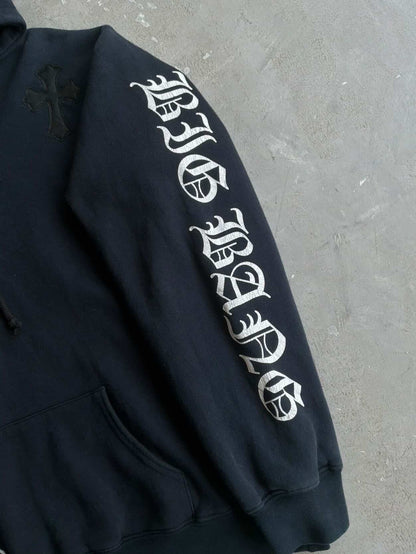 Vintage Chrome Hearts x Big Bang Leather Cross Patch Hoodie