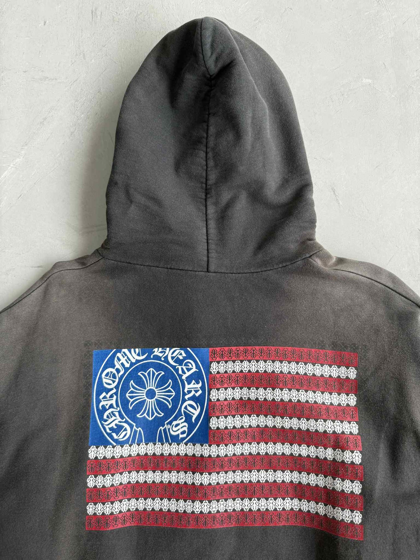Chrome Hearts American Flag Faded Pullover Hoodie