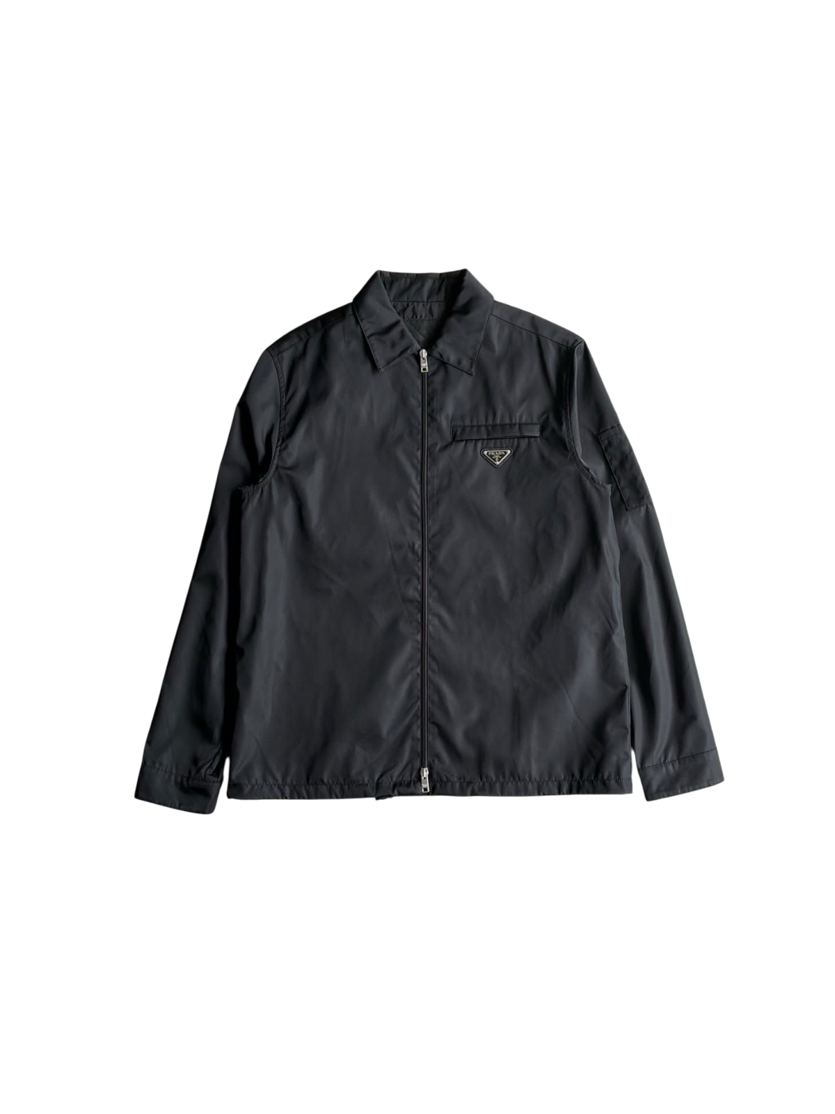 Prada Re-Nylon Chest Emblem Zip Up Jacket