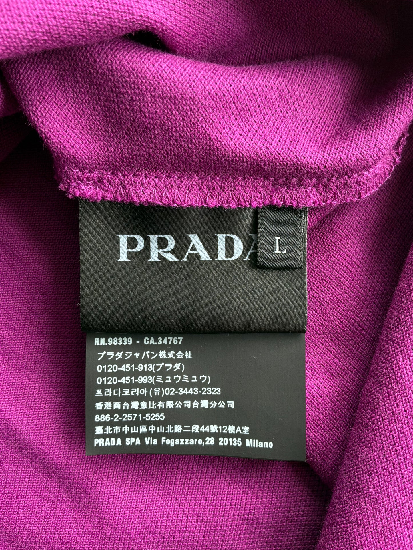 Prada Black Tab Chest Logo Purple Polo Shirt