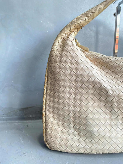 Bottega Veneta Intrecciato Cream Hobo Bag