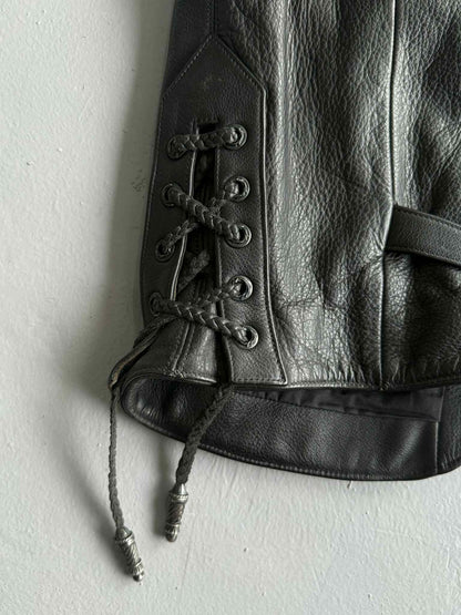 Chrome Hearts Shearling Lined Leather Silver Cross Vest