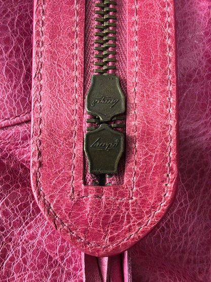Balenciaga City Part Time Hot Pink on Brass Lambskin Bag