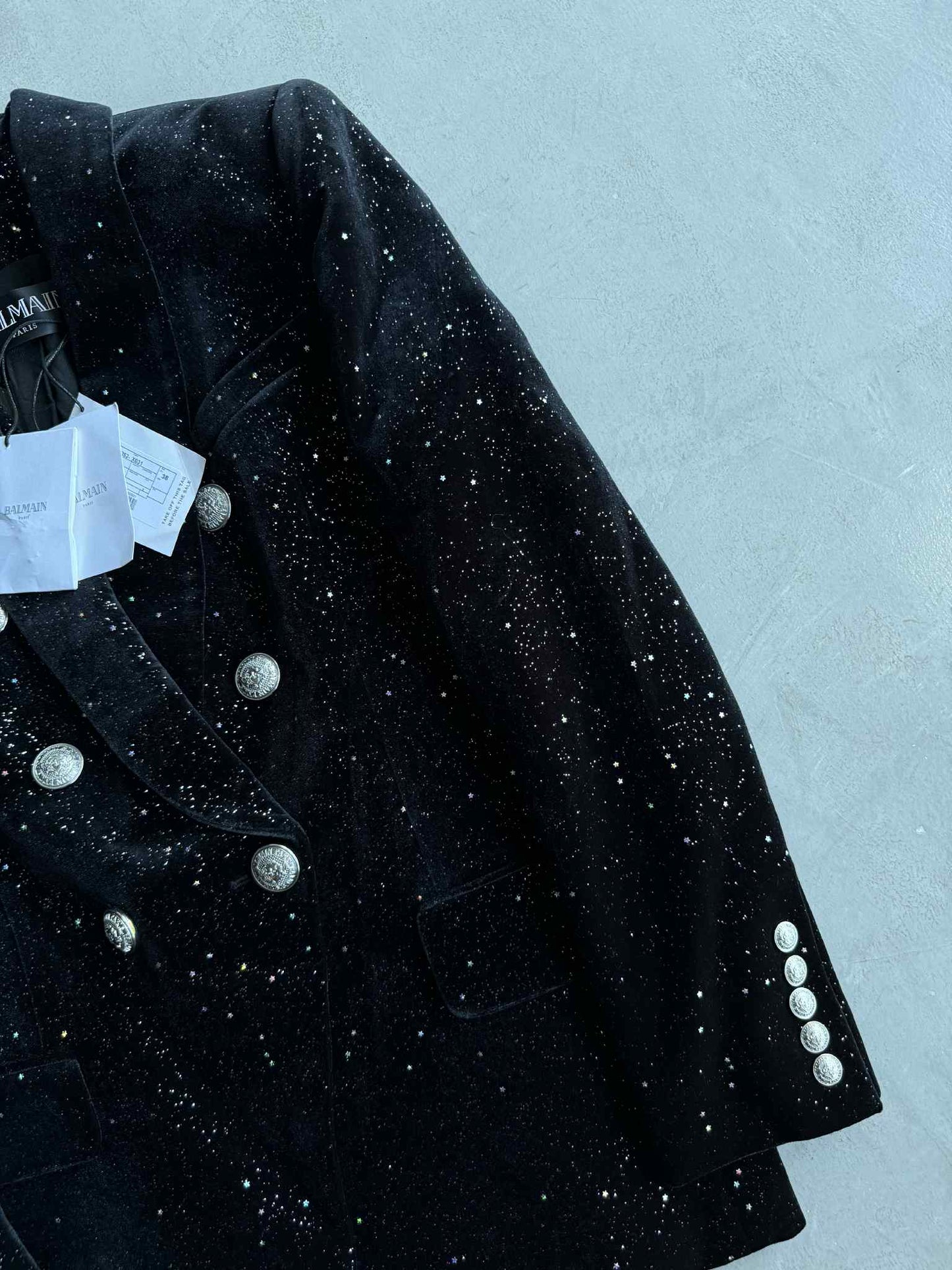 Balmain Stardust Double Breasted Velvet Coat