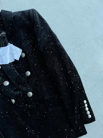 Balmain Stardust Double Breasted Velvet Coat