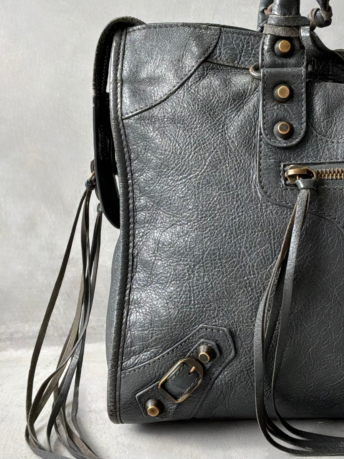Balenciaga Classic City Gray on Brass Lambskin Bag