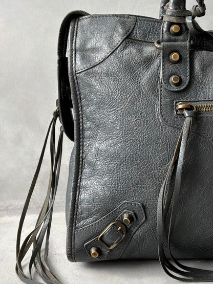 Balenciaga Classic City Gray on Brass Lambskin Bag