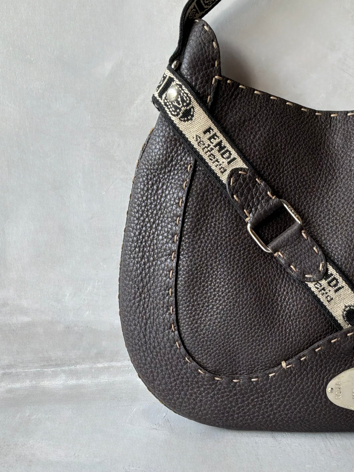 Fendi Selleria Brown Leather Hobo Bag