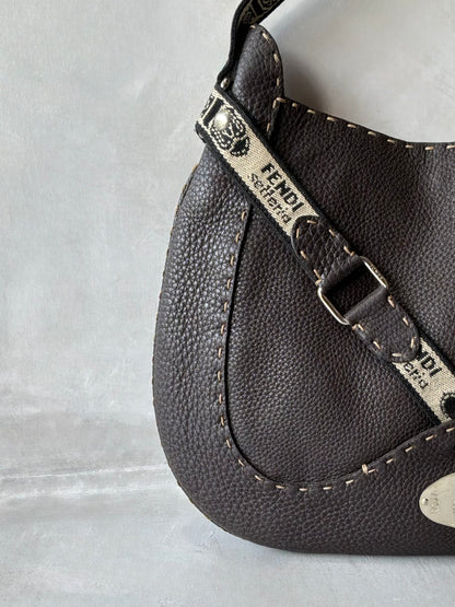 Fendi Selleria Brown Leather Hobo Bag
