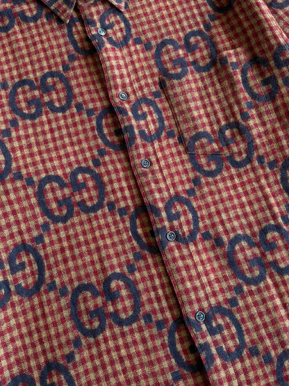 Gucci Maxi GG Gingham Wool Shirt