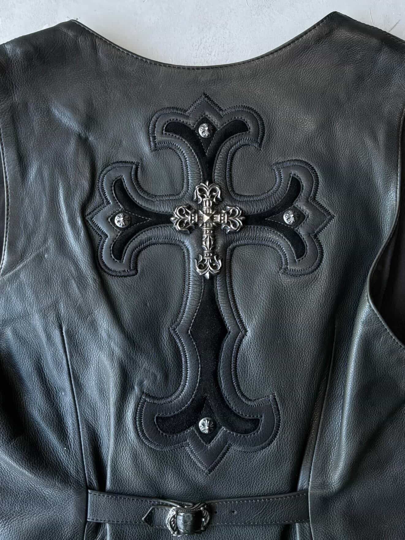 90’s Chrome Hearts Filigree Cross Leather Vest