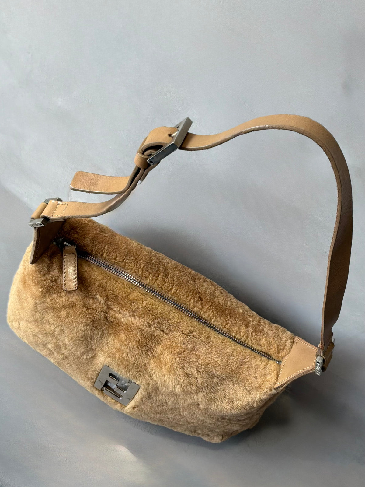 Fendi Faux Fur Baguette Shoulder Bag