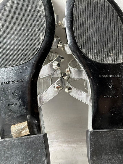 Balenciaga Metallic Silver Arena Giant Slides