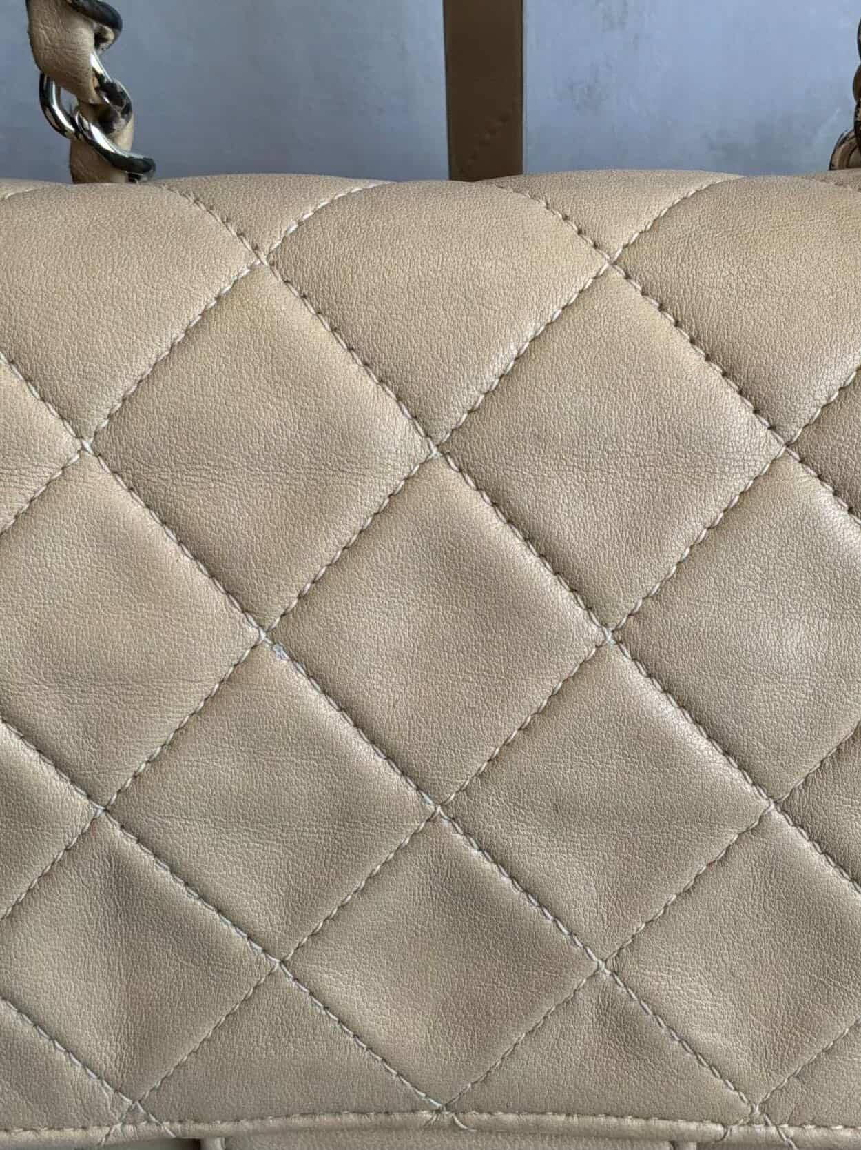 Chanel Classic Medium Single Flap Beige Crossbody Bag
