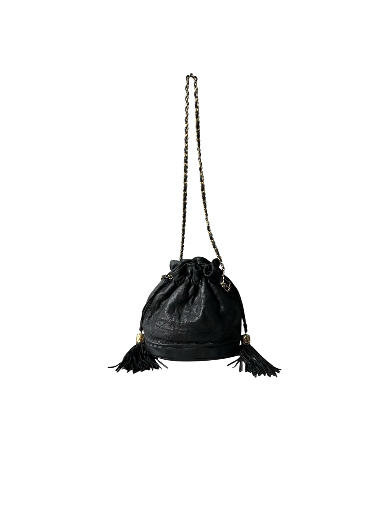 Chanel Quilted Drawstring Mini Bucket Bag