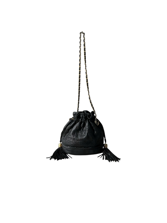 Chanel Quilted Drawstring Mini Bucket Bag