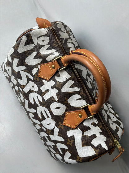 Louis Vuitton x Stephen Sprouse White Graffiti Speedy 30 Bag