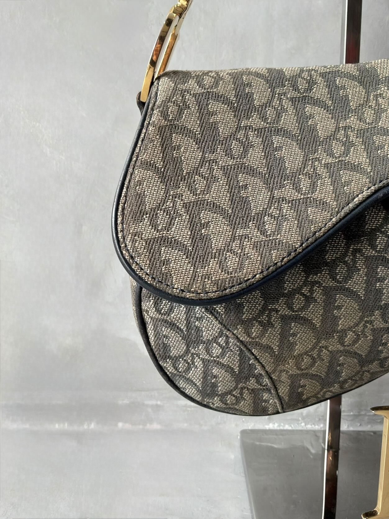 Dior Denim Monogram Saddle Bag