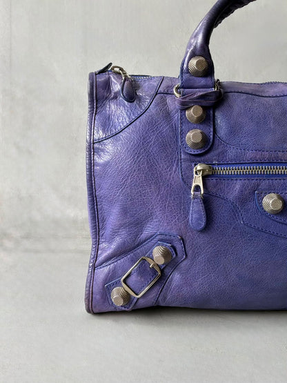 Balenciaga Work Giant 21 Purple Lambskin Bag