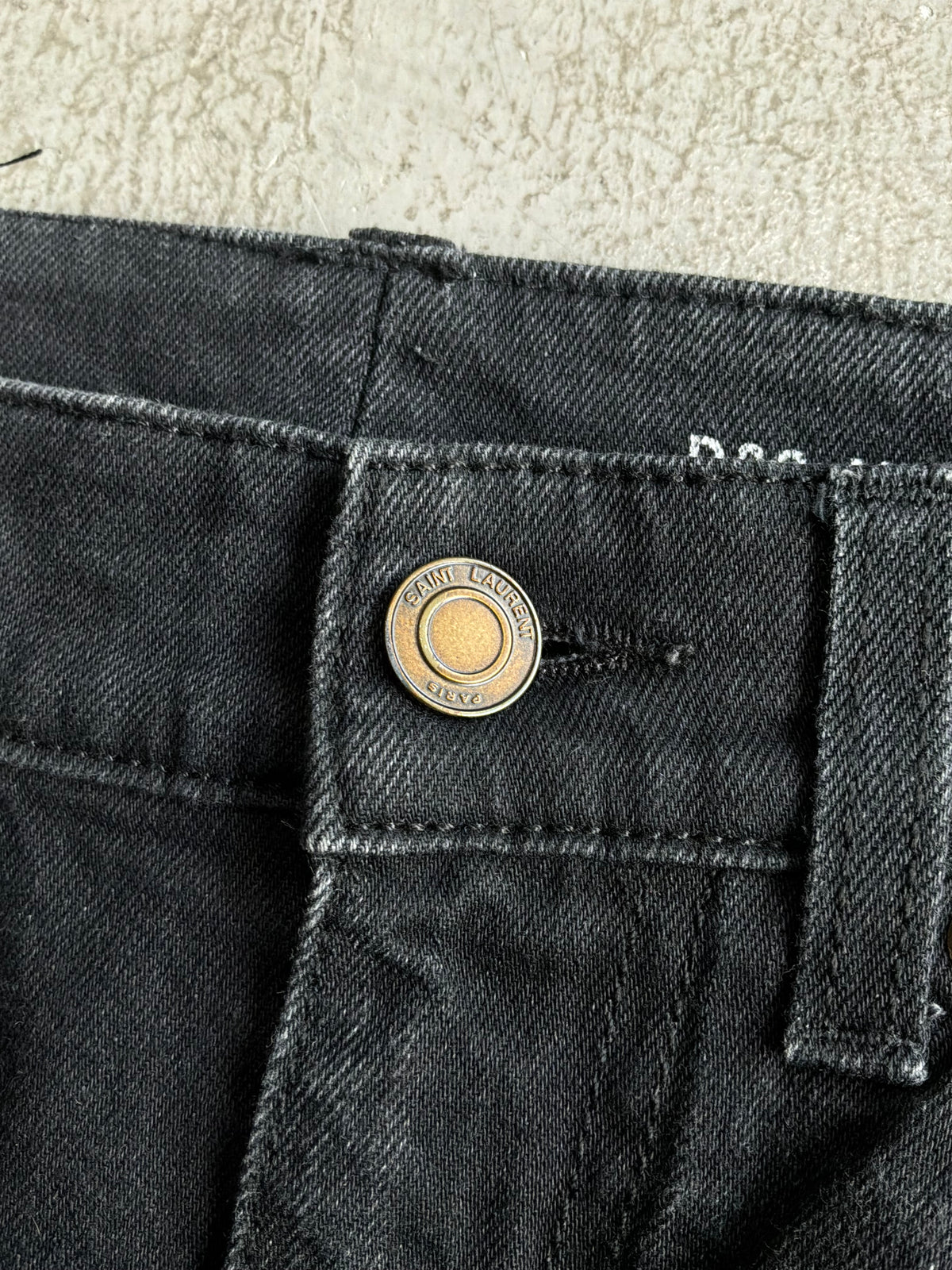 Saint Laurent Paris Washed Black Denim Slim Jeans
