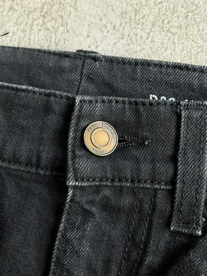 Saint Laurent Paris Washed Black Denim Slim Jeans