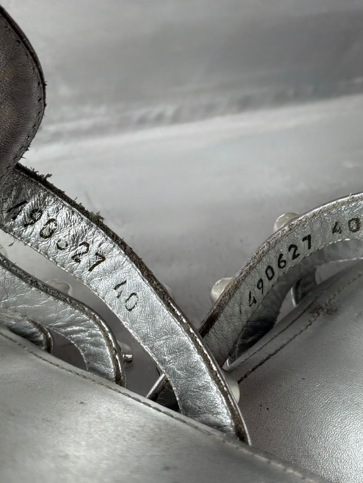 Balenciaga Metallic Silver Arena Giant Slides