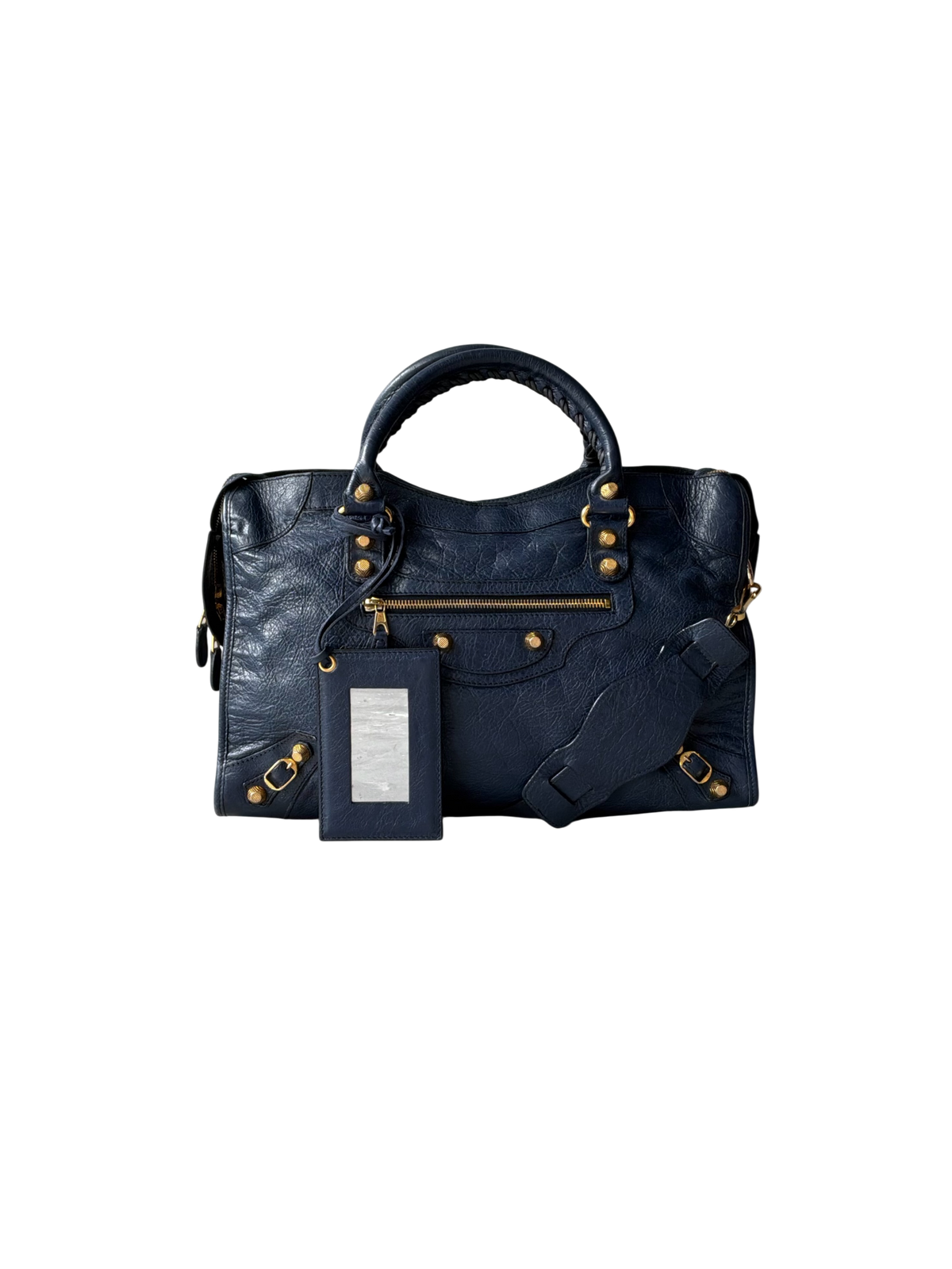 Balenciaga Classic City Navy on Gold Giant 12 Lambskin Bag