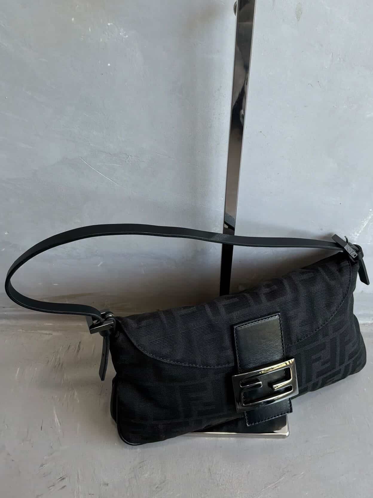 Fendi Black Monogram Baguette Bag