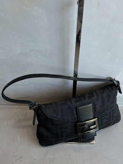 Fendi Black Monogram Baguette Bag