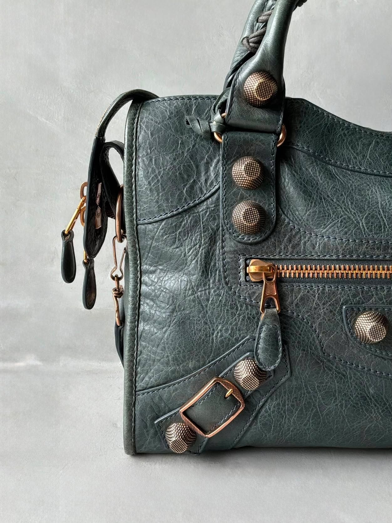 Balenciaga City Giant 21 Dark Green Lamb Skin Bag