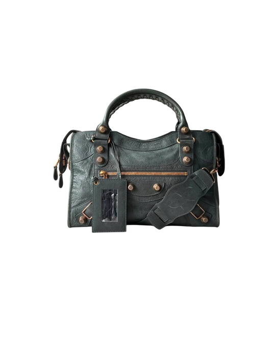 Balenciaga City Giant 21 Dark Green Lamb Skin Bag