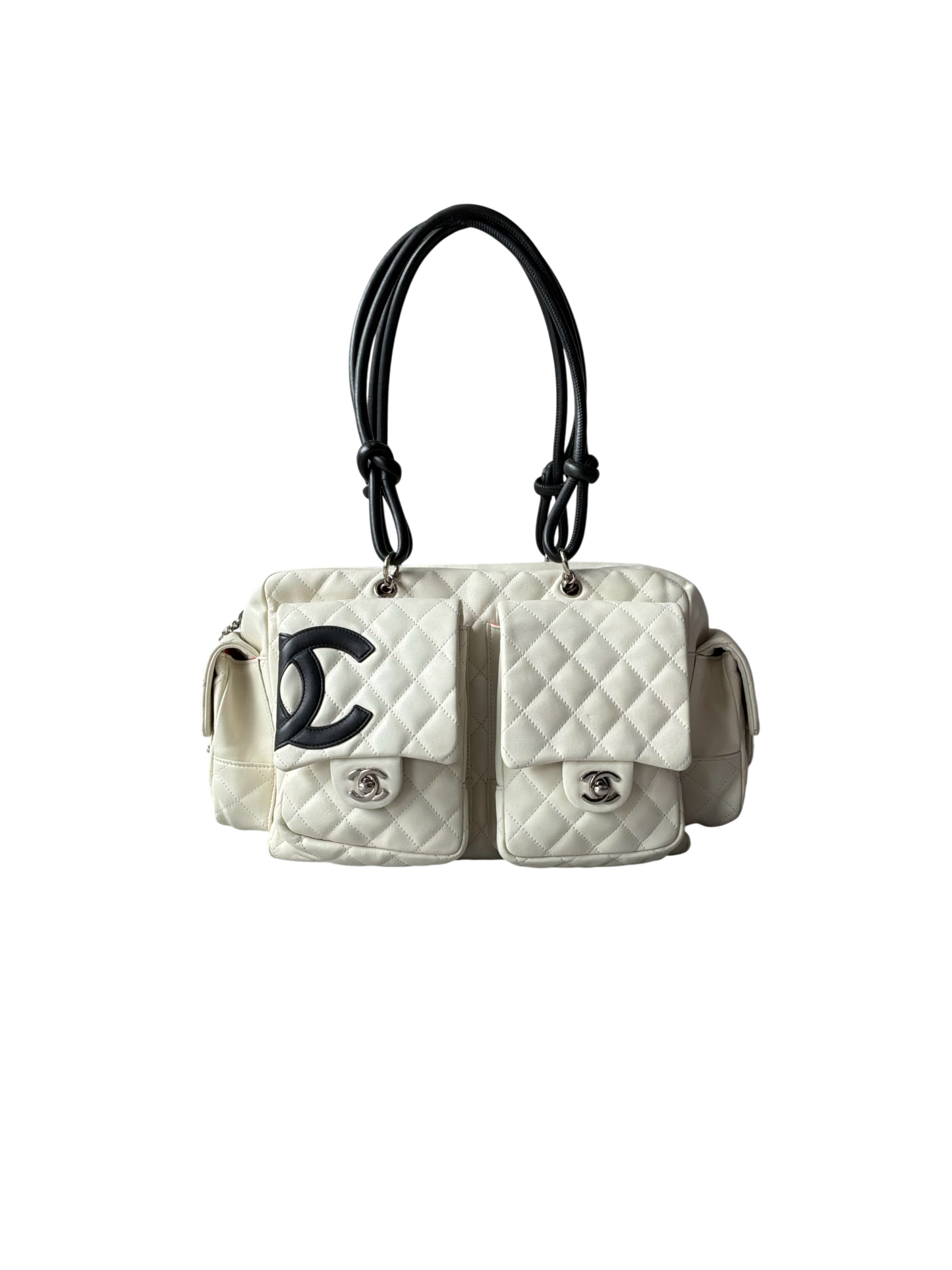 Chanel White Quilted Leather Cambon Ligne Reporter Bag