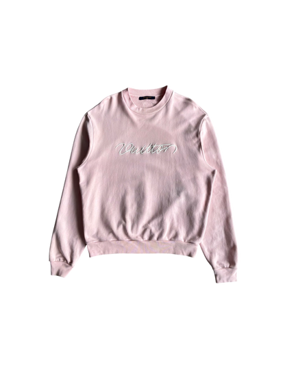 Louis Vuitton Embroidered Cursive Print Crewneck