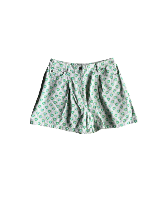 Miu Miu All Over Print Heart Denim Shorts