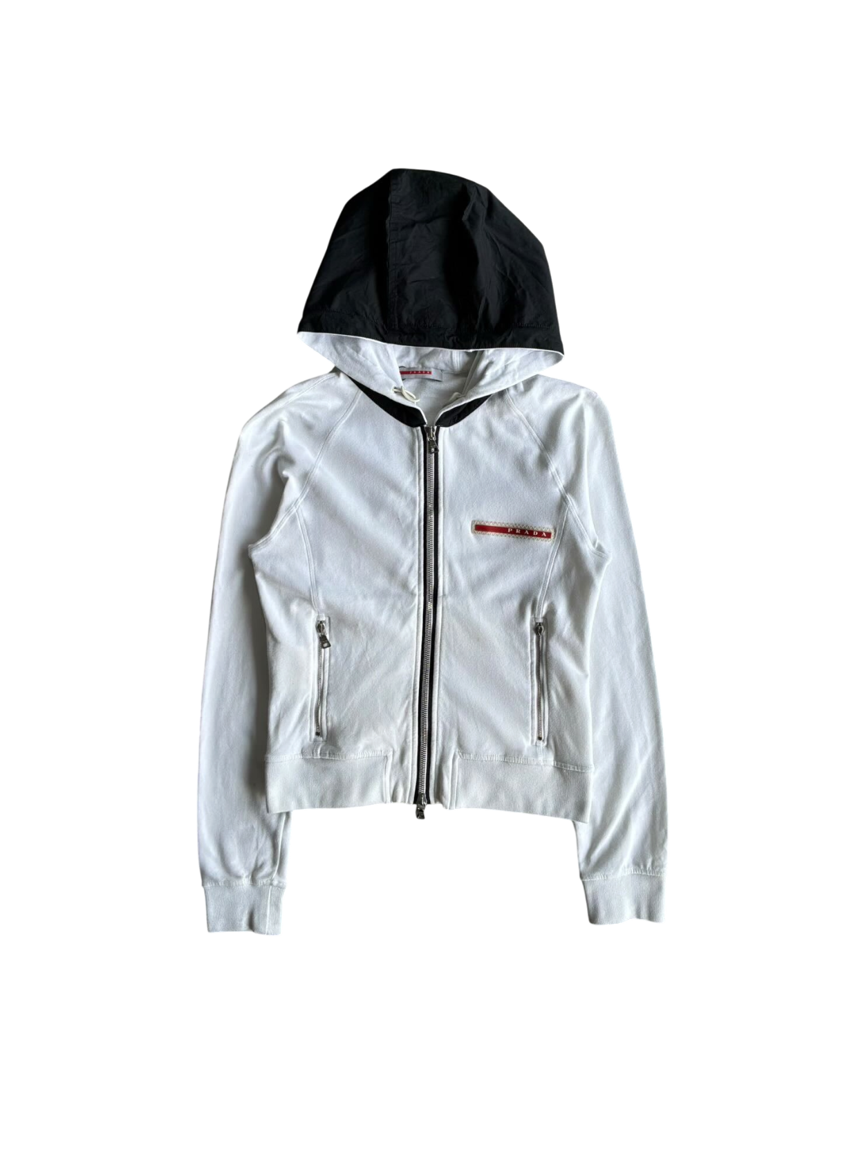 Womens Prada Red Tab Zip Hoodie