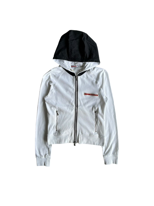 Womens Prada Red Tab Zip Hoodie