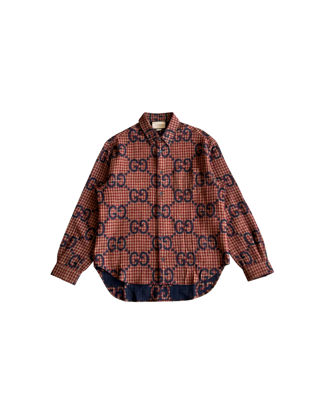 Gucci Maxi GG Gingham Wool Shirt
