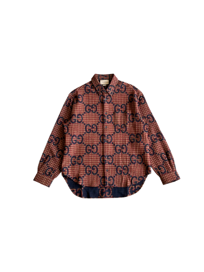 Gucci Maxi GG Gingham Wool Shirt
