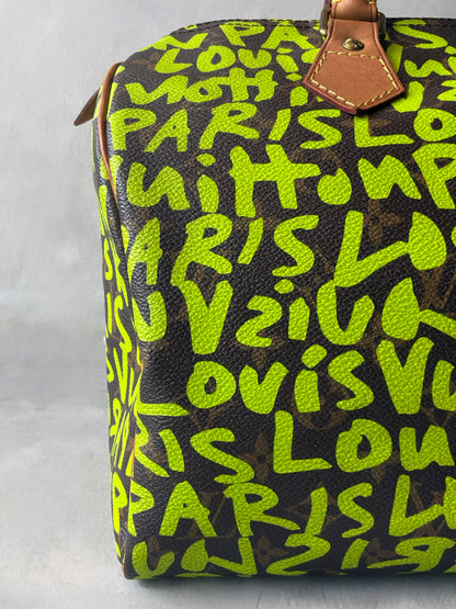 Louis Vuitton x Stephen Sprouse Green Graffiti Speedy 30 Bag