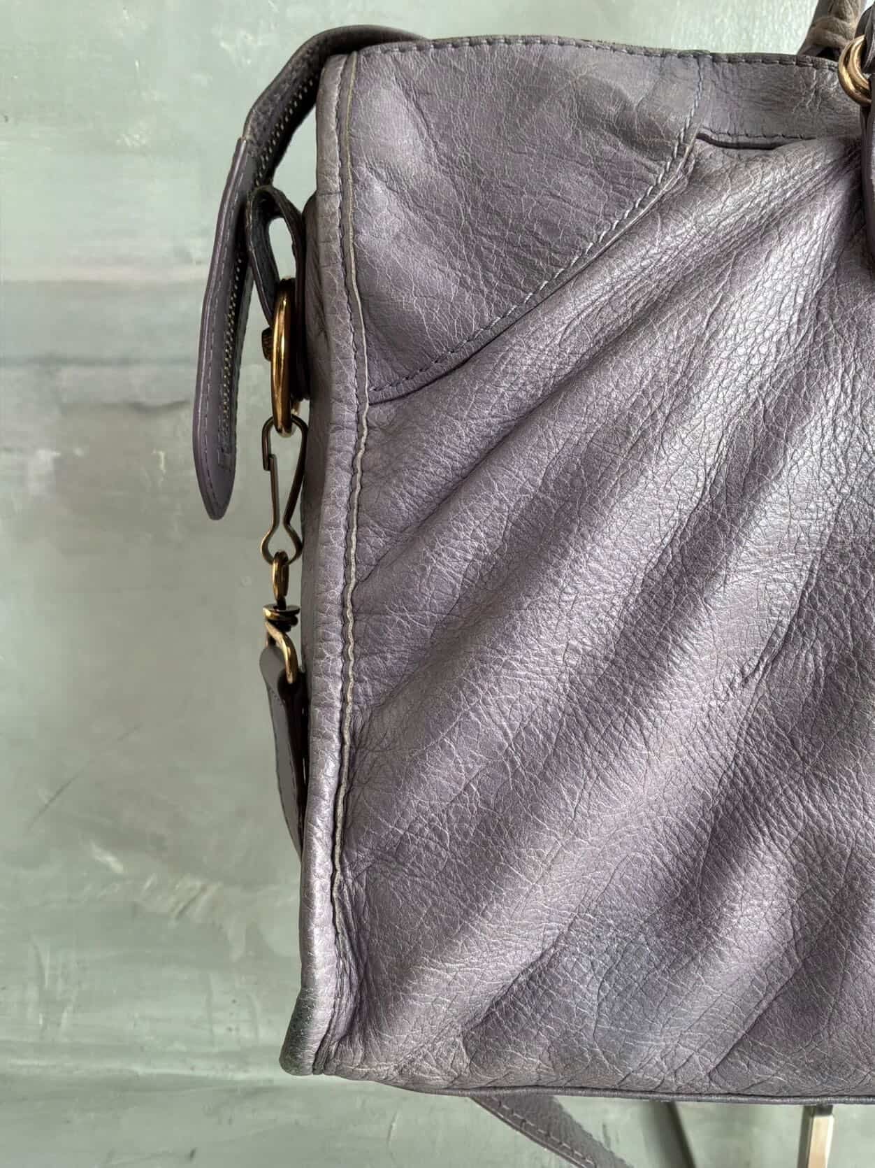 Balenciaga City ‘Part Time’ Purple Lambskin Shoulder Bag