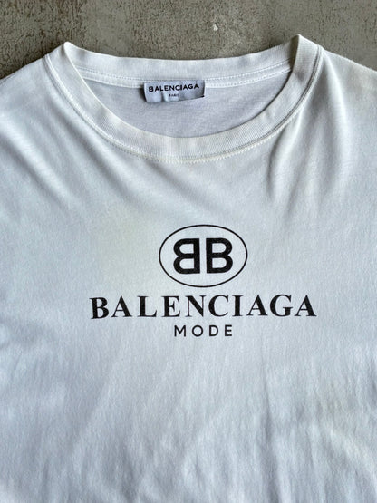 Balenciaga Mode Script White Tee
