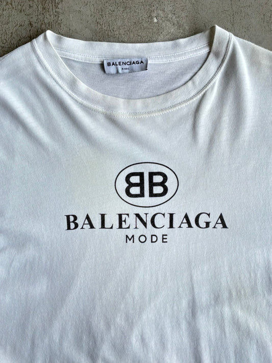 Balenciaga Mode Script White Tee
