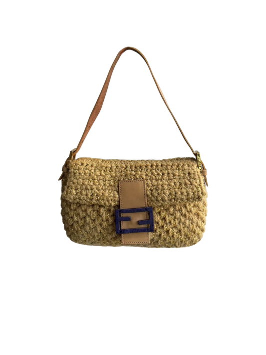 Fendi Woven Crochette Baguette Bag