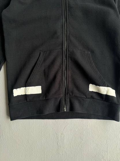 Off White Diagonal Stripe Zip Hoodie