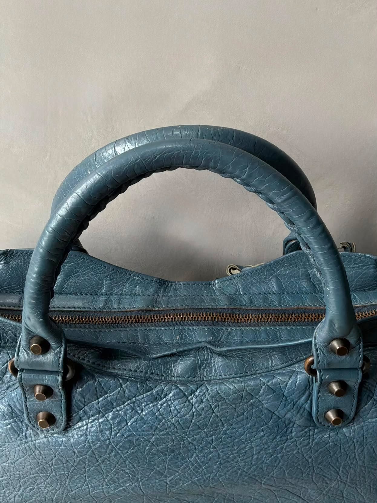 Balenciaga City Blue Lambskin Bag