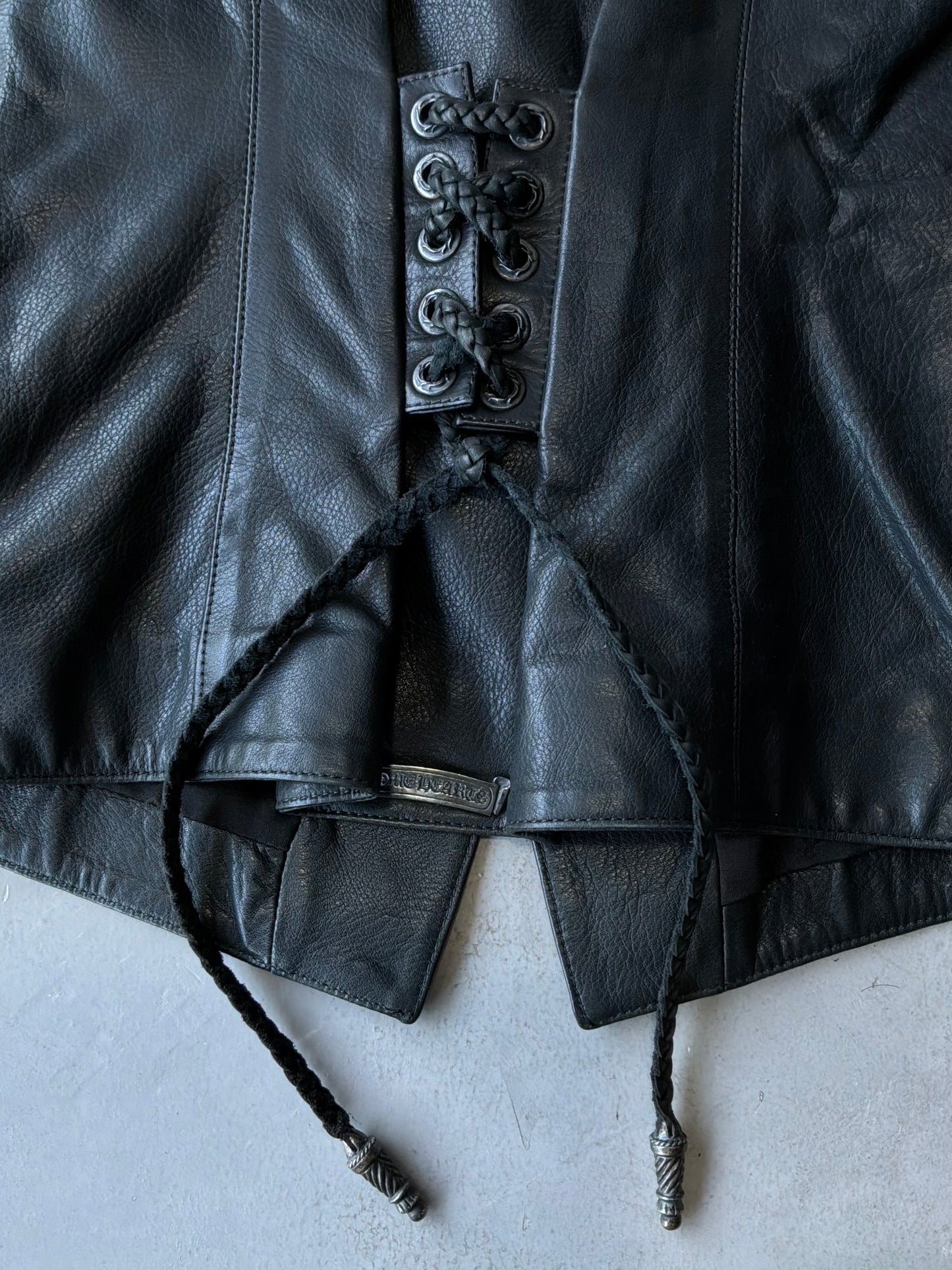 90s Chrome Hearts Crossball Buttons Leather Vest/Corset