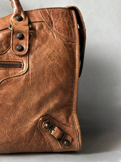 Balenciaga Classic City Rust Brown on Brass Lambskin Bag