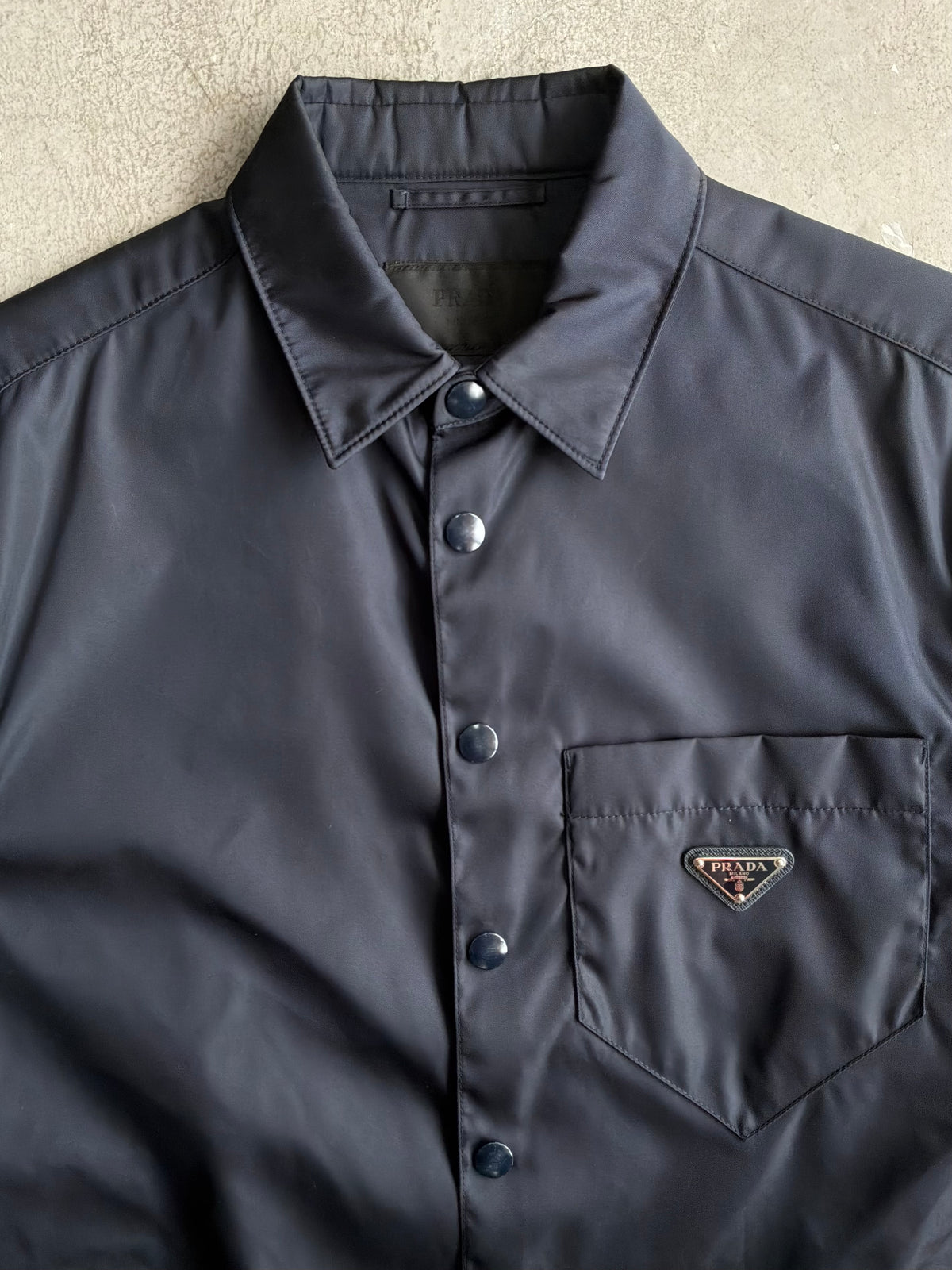 Prada Re-Nylon Chest Emblem Button Up Shirt