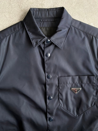 Prada Re-Nylon Chest Emblem Button Up Shirt